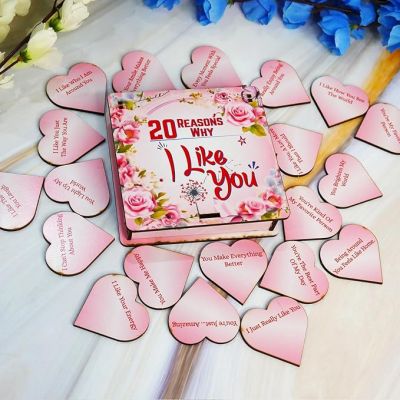 20 Reason Why I Like You Wooden Message Box  Valentine Gift for Girlfriend Boyfriend Husband Wife  Gift for Loveable Person  Birthday Gift