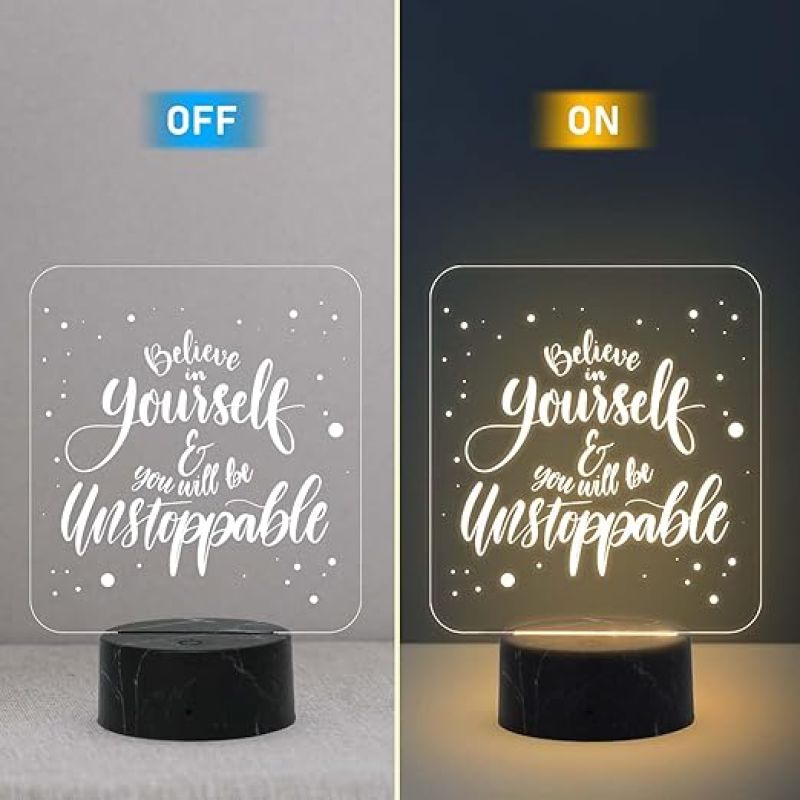 Motivational Desk Table Lamp with Warm White Light  Inspirational Night Lamp  Gift for Student  Bedside Table Lamp (Design 1)