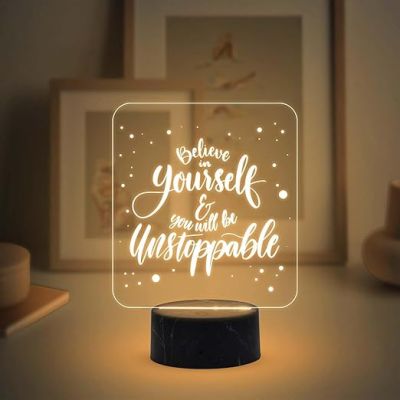 Motivational Desk Table Lamp with Warm White Light  Inspirational Night Lamp  Gift for Student  Bedside Table Lamp (Design 1)