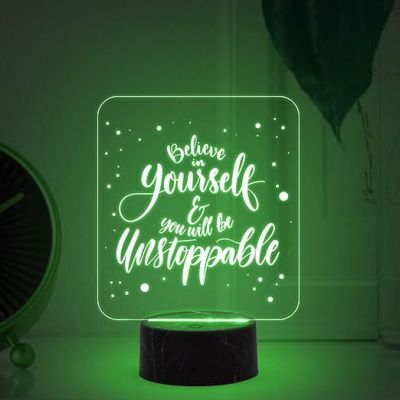 Motivational Desk Table Lamp with Automatic Color Changing Light  Inspirational Night Lamp  Gift for Student  Bedside Table Lamp (Design 1)