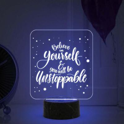 Motivational Desk Table Lamp with Automatic Color Changing Light  Inspirational Night Lamp  Gift for Student  Bedside Table Lamp (Design 1)