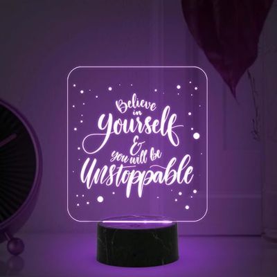 Motivational Desk Table Lamp with Automatic Color Changing Light  Inspirational Night Lamp  Gift for Student  Bedside Table Lamp (Design 1)