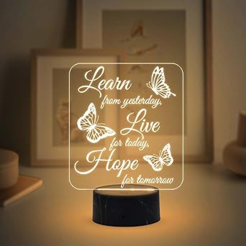 Motivational Desk Table Lamp with Warm White Light  Inspirational Night Lamp  Gift for Student  Bedside Table Lamp (Design 2)