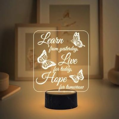 Motivational Desk Table Lamp with Warm White Light  Inspirational Night Lamp  Gift for Student  Bedside Table Lamp (Design 2)