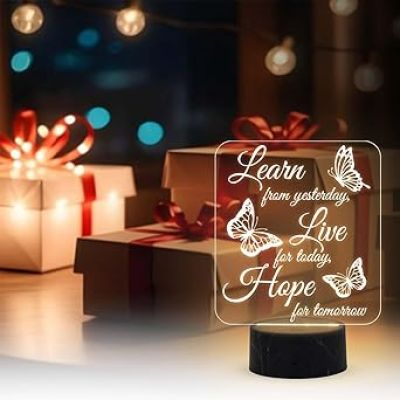 Motivational Desk Table Lamp with Warm White Light  Inspirational Night Lamp  Gift for Student  Bedside Table Lamp (Design 2)