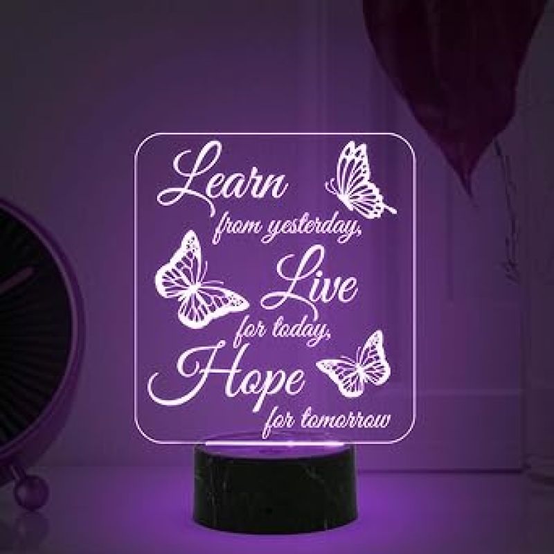 Motivational Desk Table Lamp with Automatic Color Changing Light  Inspirational Night Lamp  Gift for Student  Bedside Table Lamp (Design 2)