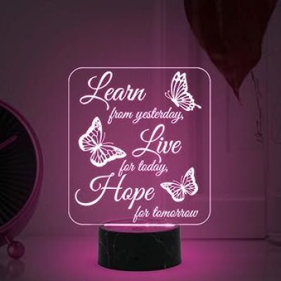 Motivational Desk Table Lamp with Automatic Color Changing Light  Inspirational Night Lamp  Gift for Student  Bedside Table Lamp (Design 2)
