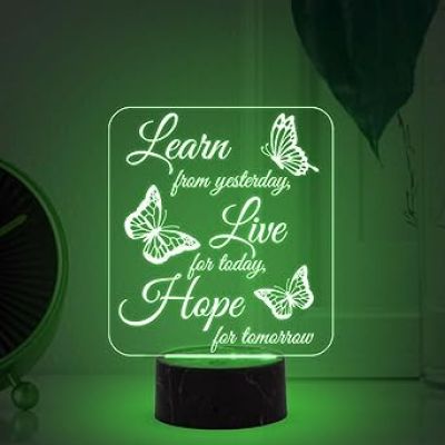 Motivational Desk Table Lamp with Automatic Color Changing Light  Inspirational Night Lamp  Gift for Student  Bedside Table Lamp (Design 2)