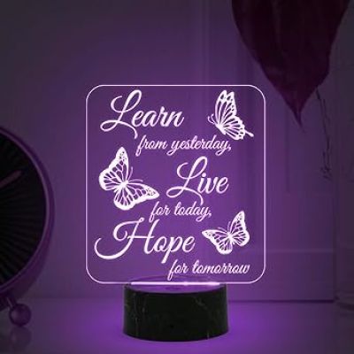 Motivational Desk Table Lamp with Automatic Color Changing Light  Inspirational Night Lamp  Gift for Student  Bedside Table Lamp (Design 2)