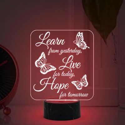 Motivational Desk Table Lamp with Automatic Color Changing Light  Inspirational Night Lamp  Gift for Student  Bedside Table Lamp (Design 2)