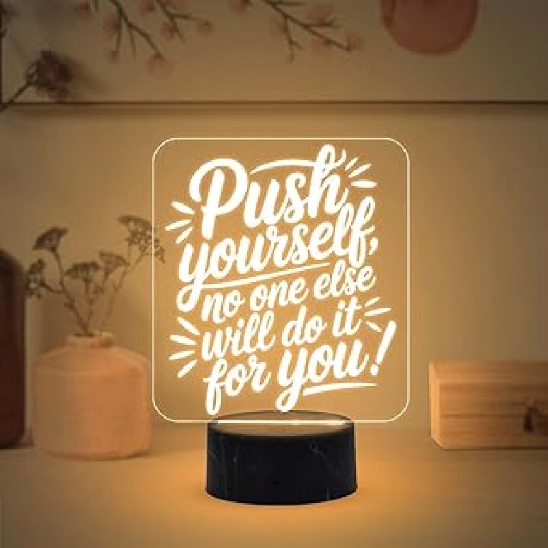 Motivational Desk Table Lamp with Warm White Light   Inspirational Night Lamp  Gift for Student  Bedside Table Lamp (Design 3)