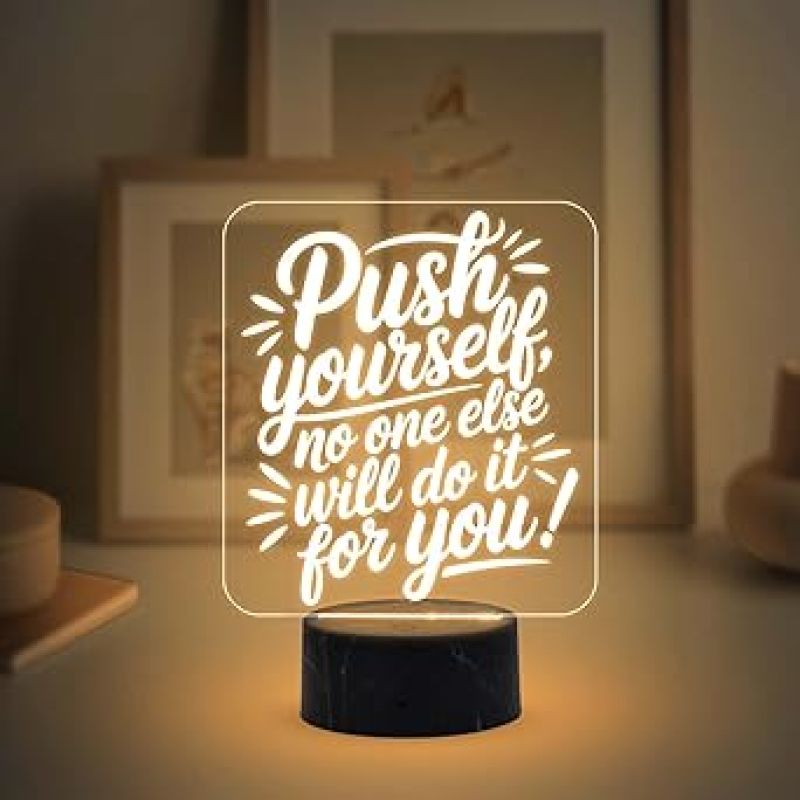 Motivational Desk Table Lamp with Warm White Light   Inspirational Night Lamp  Gift for Student  Bedside Table Lamp (Design 3)