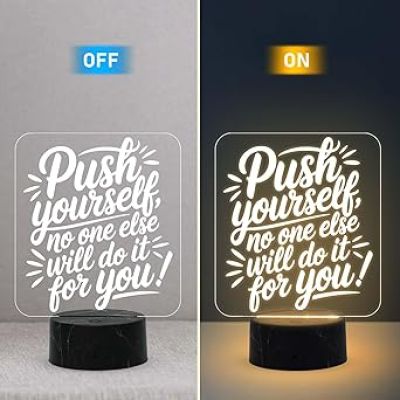 Motivational Desk Table Lamp with Warm White Light   Inspirational Night Lamp  Gift for Student  Bedside Table Lamp (Design 3)