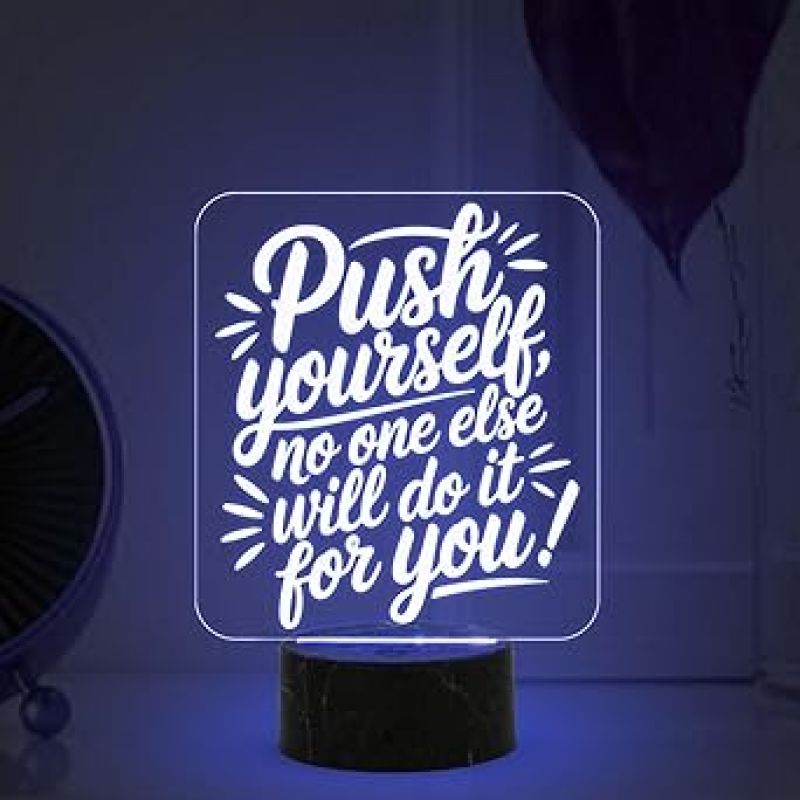 Motivational Desk Table Lamp with Automatic Color Changing Light  Inspirational Night Lamp  Gift for Student  Bedside Table Lamp (Design 3)