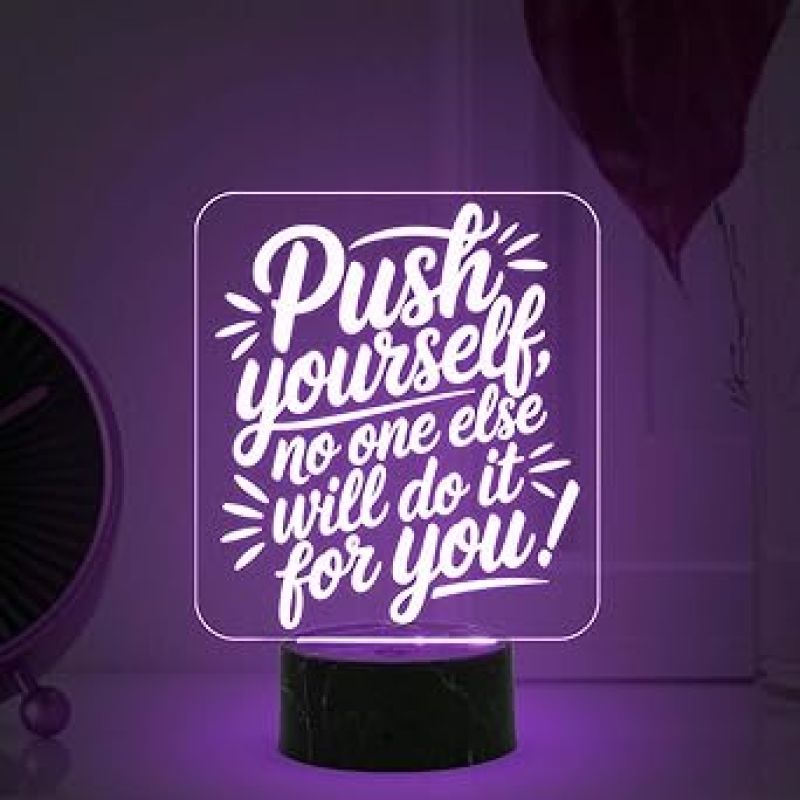 Motivational Desk Table Lamp with Automatic Color Changing Light  Inspirational Night Lamp  Gift for Student  Bedside Table Lamp (Design 3)
