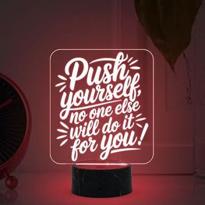 Motivational Desk Table Lamp with Automatic Color Changing Light  Inspirational Night Lamp  Gift for Student  Bedside Table Lamp (Design 3)