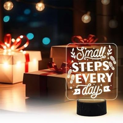 Motivational Desk Table Lamp with Warm White Light & On/Off Touch Button | USB Powered | Inspirational Night Lamp | Gift for Student | Bedside Table Lamp (Design 4)