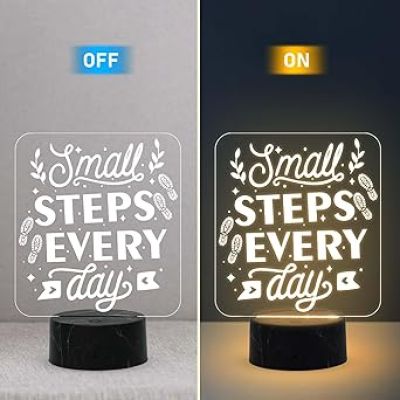 Motivational Desk Table Lamp with Warm White Light & On/Off Touch Button | USB Powered | Inspirational Night Lamp | Gift for Student | Bedside Table Lamp (Design 4)