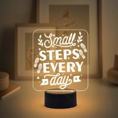 Motivational Desk Table Lamp with Warm White Light & On/Off Touch Button | USB Powered | Inspirational Night Lamp | Gift for Student | Bedside Table Lamp (Design 4)