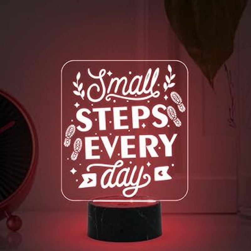 Motivational Desk Table Lamp with Automatic Color Changing Light  Inspirational Night Lamp  Gift for Student  Bedside Table Lamp (Design 4)