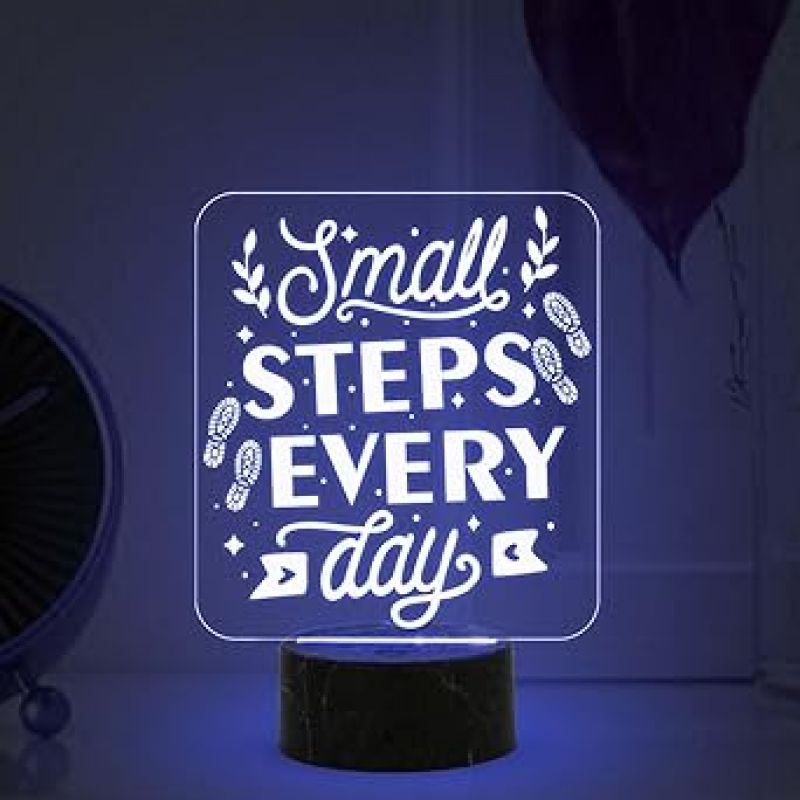 Motivational Desk Table Lamp with Automatic Color Changing Light  Inspirational Night Lamp  Gift for Student  Bedside Table Lamp (Design 4)