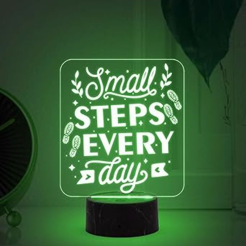 Motivational Desk Table Lamp with Automatic Color Changing Light  Inspirational Night Lamp  Gift for Student  Bedside Table Lamp (Design 4)
