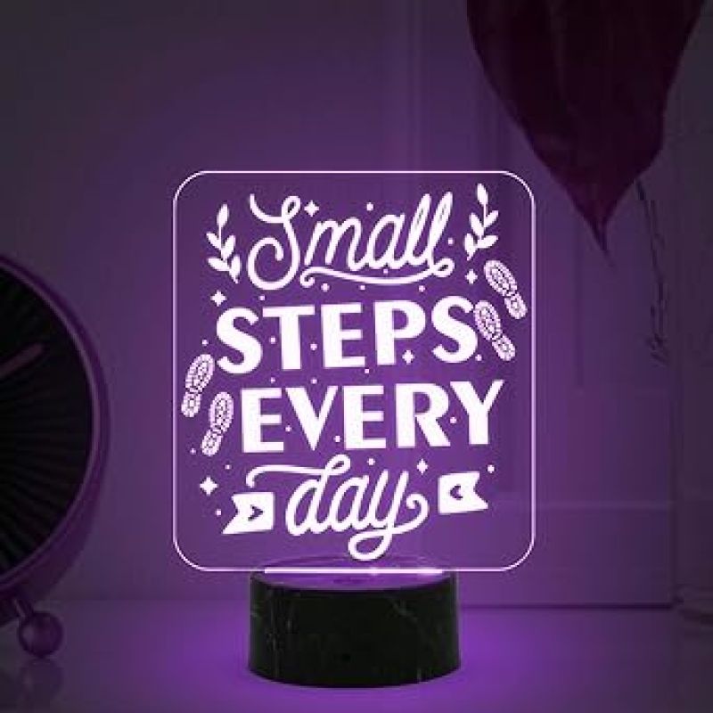 Motivational Desk Table Lamp with Automatic Color Changing Light  Inspirational Night Lamp  Gift for Student  Bedside Table Lamp (Design 4)