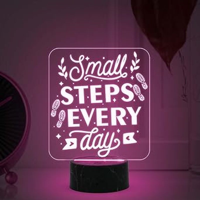 Motivational Desk Table Lamp with Automatic Color Changing Light  Inspirational Night Lamp  Gift for Student  Bedside Table Lamp (Design 4)