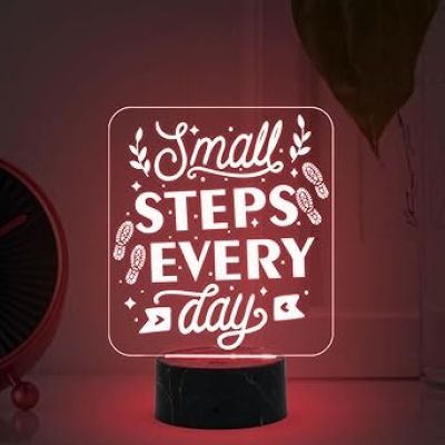 Motivational Desk Table Lamp with Automatic Color Changing Light  Inspirational Night Lamp  Gift for Student  Bedside Table Lamp (Design 4)