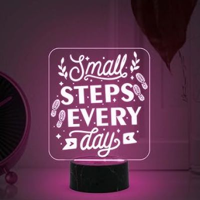 Motivational Desk Table Lamp with Automatic Color Changing Light  Inspirational Night Lamp  Gift for Student  Bedside Table Lamp (Design 4)