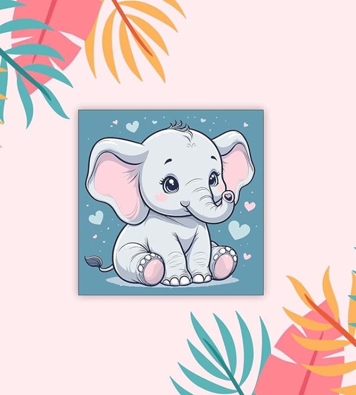 Cute Animal Design Wooden Fridge Magnet for Refrigerator & Almirah Door Magnet  Kitchen & Home Decoration Items  Animal Cartoon Magnet Sticker (Baby Elephant)