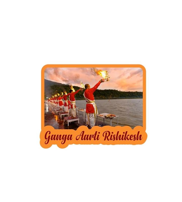 Rishikesh Fridge Magnet for Refrigerator Whiteboard, Kitchen, and Office Indian Souvenir Fridge Magnet Refrigerator Door Stickers Magnet (Ganga Arti)