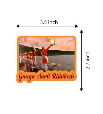 Rishikesh Fridge Magnet for Refrigerator Whiteboard, Kitchen, and Office Indian Souvenir Fridge Magnet Refrigerator Door Stickers Magnet (Ganga Arti)