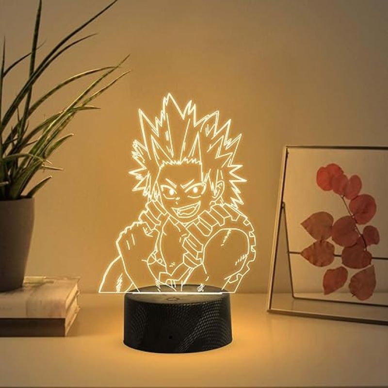 3D Illusion My Hero Academia LED Lamp KirishimaEijiro 3D Illusion Lamp Night Lights for Anime Lover  3D Night Light Anime for Kids Room (Warm White Light )