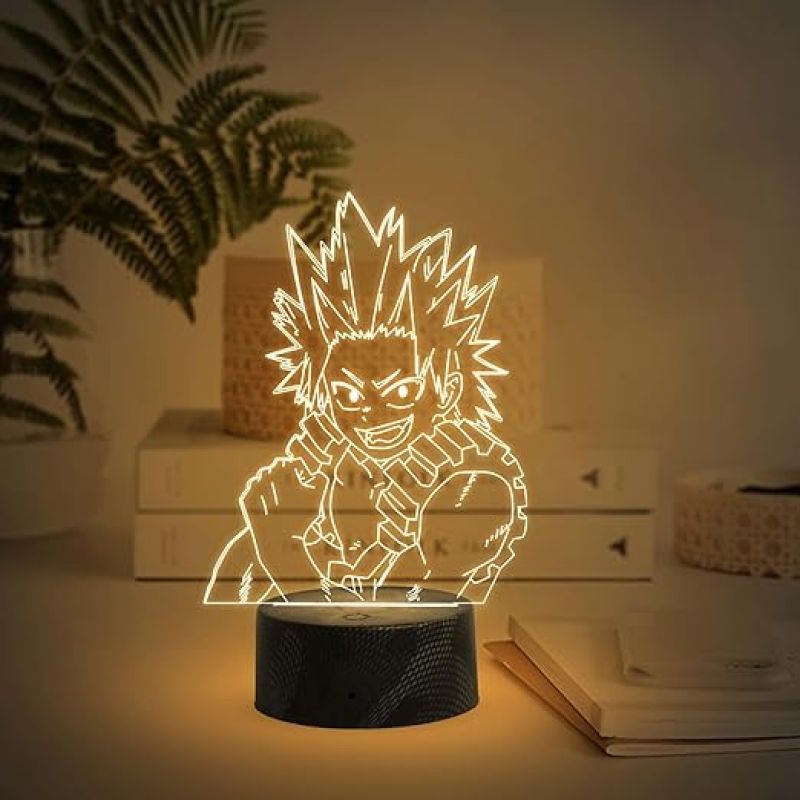 3D Illusion My Hero Academia LED Lamp KirishimaEijiro 3D Illusion Lamp Night Lights for Anime Lover  3D Night Light Anime for Kids Room (Warm White Light )