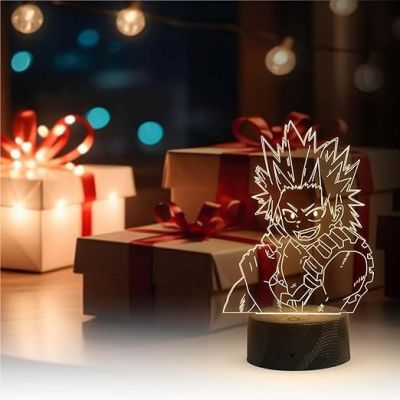 3D Illusion My Hero Academia LED Lamp KirishimaEijiro 3D Illusion Lamp Night Lights for Anime Lover  3D Night Light Anime for Kids Room (Warm White Light )