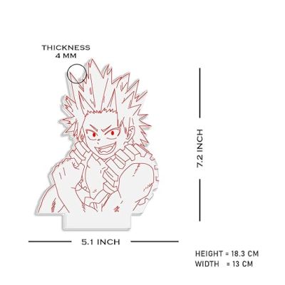 3D Illusion My Hero Academia LED Lamp KirishimaEijiro 3D Illusion Lamp Night Lights for Anime Lover  3D Night Light Anime for Kids Room (Warm White Light )