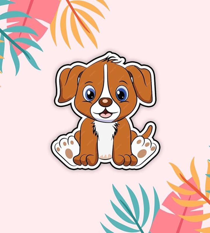 Cute Animal Design Wooden Fridge Magnet for Refrigerator & Almirah Door Magnet  Kitchen & Home Decoration Items  Animal Cartoon Magnet Sticker (Cute Dog)