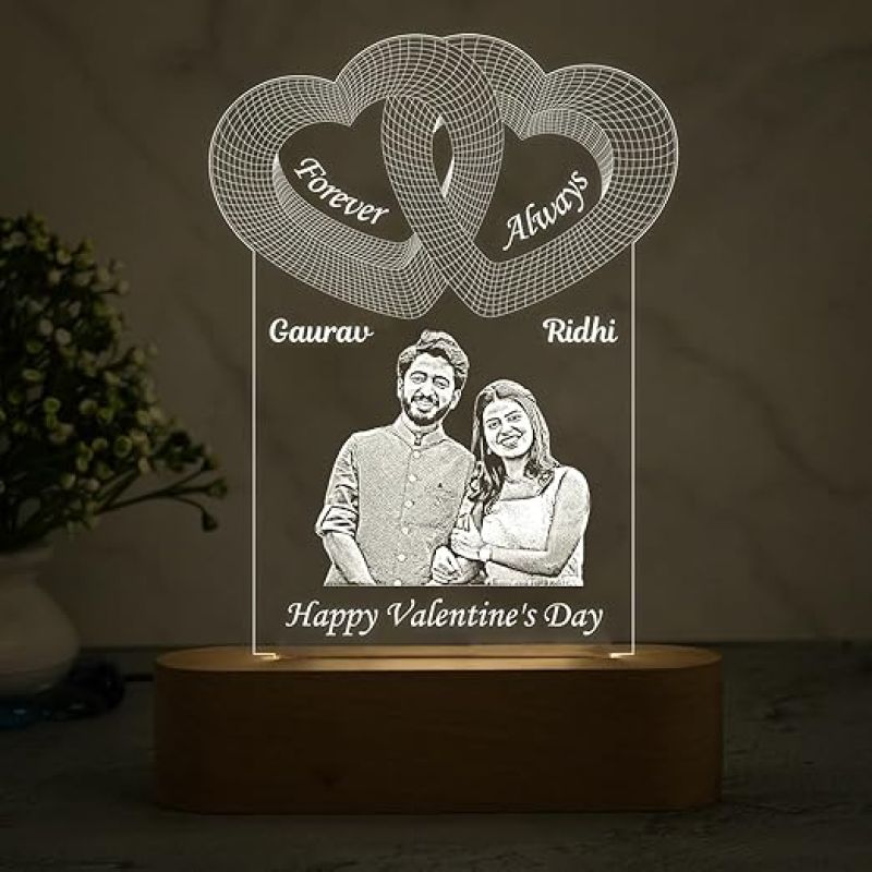 Personalized Happy Valentine Day Night Lamp  Customized with Couple Name  Valentine Day Gift for Wife  Valentines Gift for him  Warm White Light