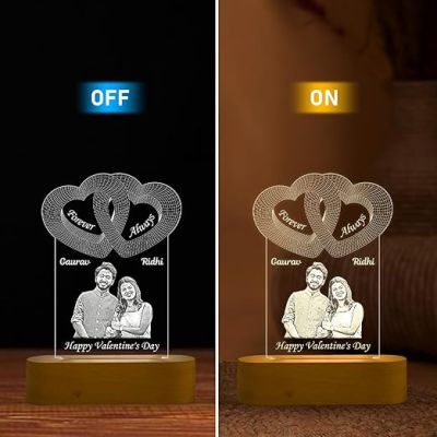 Personalized Happy Valentine Day Night Lamp  Customized with Couple Name  Valentine Day Gift for Wife  Valentines Gift for him  Warm White Light