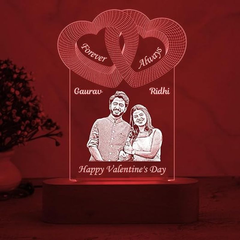 Personalized Happy Valentine Day Night Lamp  Customized with Couple Name  Valentine Day Gift for Wife  Valentines Gift for him  Multicolored Light