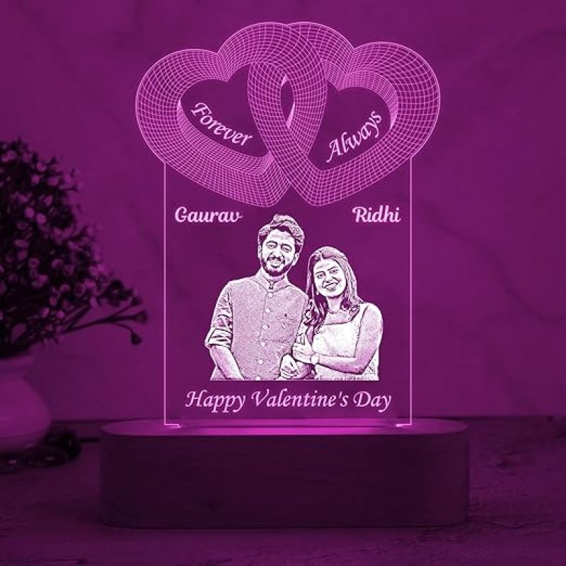 Personalized Happy Valentine Day Night Lamp  Customized with Couple Name  Valentine Day Gift for Wife  Valentines Gift for him  Multicolored Light