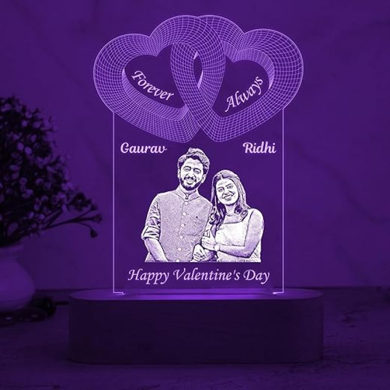 Personalized Happy Valentine Day Night Lamp  Customized with Couple Name  Valentine Day Gift for Wife  Valentines Gift for him  Multicolored Light
