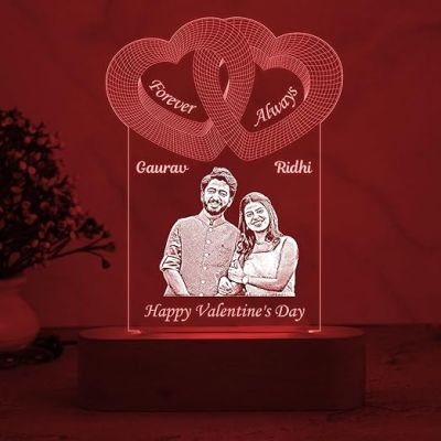 Personalized Happy Valentine Day Night Lamp  Customized with Couple Name  Valentine Day Gift for Wife  Valentines Gift for him  Multicolored Light