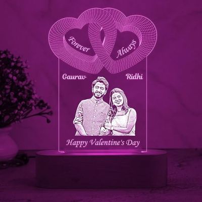 Personalized Happy Valentine Day Night Lamp  Customized with Couple Name  Valentine Day Gift for Wife  Valentines Gift for him  Multicolored Light