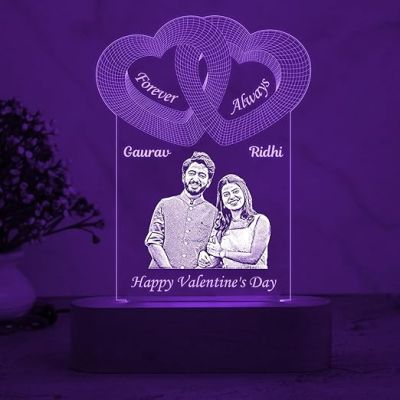 Personalized Happy Valentine Day Night Lamp  Customized with Couple Name  Valentine Day Gift for Wife  Valentines Gift for him  Multicolored Light