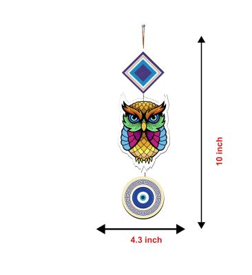 Owl Wooden Wall Hanging for Door Wall  Nazar Battu for Home & Office for Positive Energy  Home Decoration Items  Owl Showpieces For Good Luck