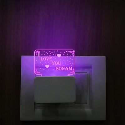 3D Illusion Name Plug Lamp  Multicolored Light  Personalized with Name  Gift for Birthday Anniversary  Acrylic Plug Night Lamp