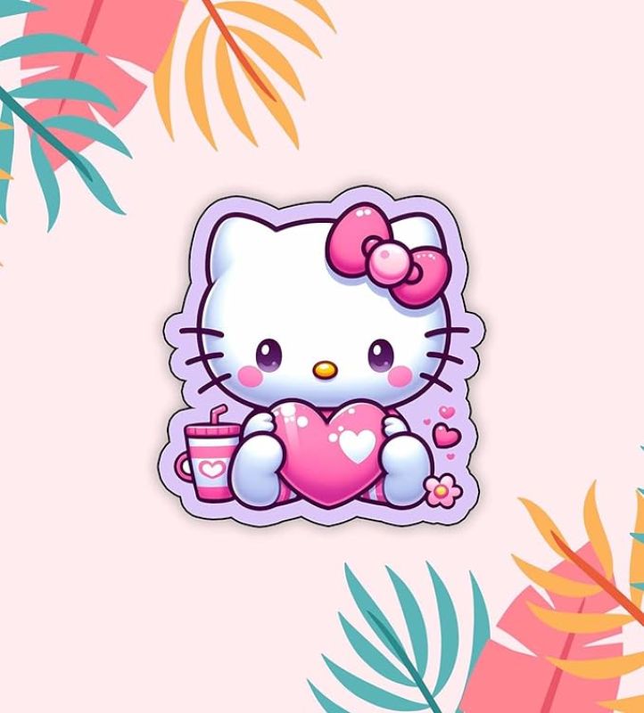 Cartoon Fridge Magnet for Kids  Gift and Decoration  Attractive Cartoon Theme Magnet for Indoor Decoration  Home & Kitchen Decor Stickers (Cute Kitty 2)