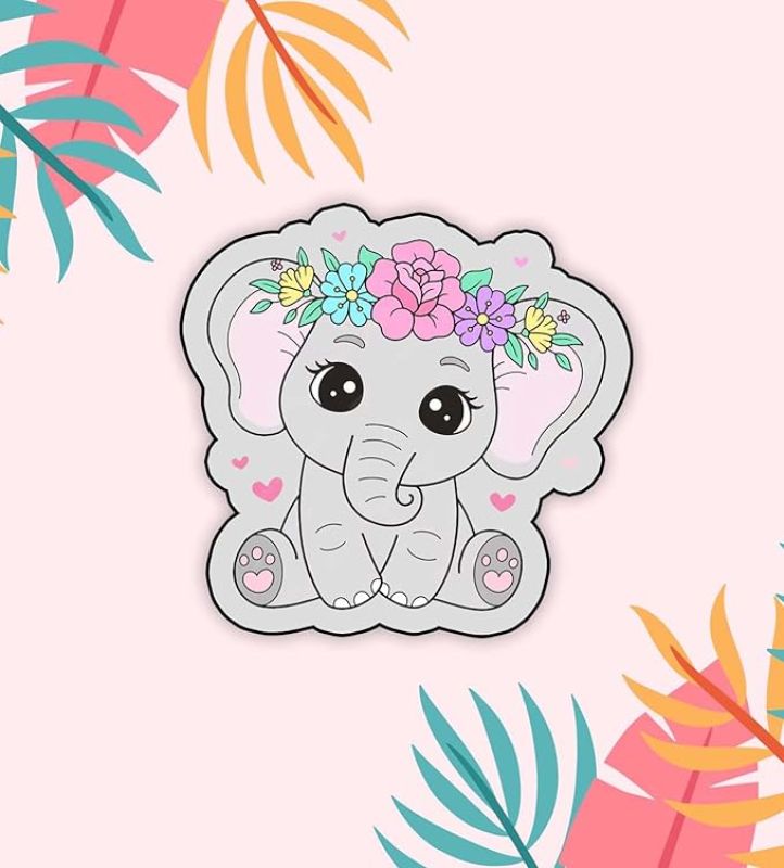 Cute Animal Design Wooden Fridge Magnet for Refrigerator & Almirah Door Magnet  Kitchen & Home Decoration Items  Animal Cartoon Magnet Sticker (Cute Elephant)